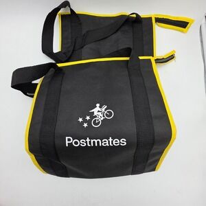 2 x Postmates Bag Insulated Food Delivery Tote Black Yellow Side Mesh Pockets